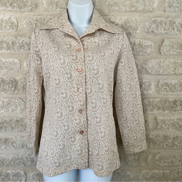 Vintage deadstock 70s polyester shirt NWT 10 M metallic glitter Sears - Picture 1 of 7